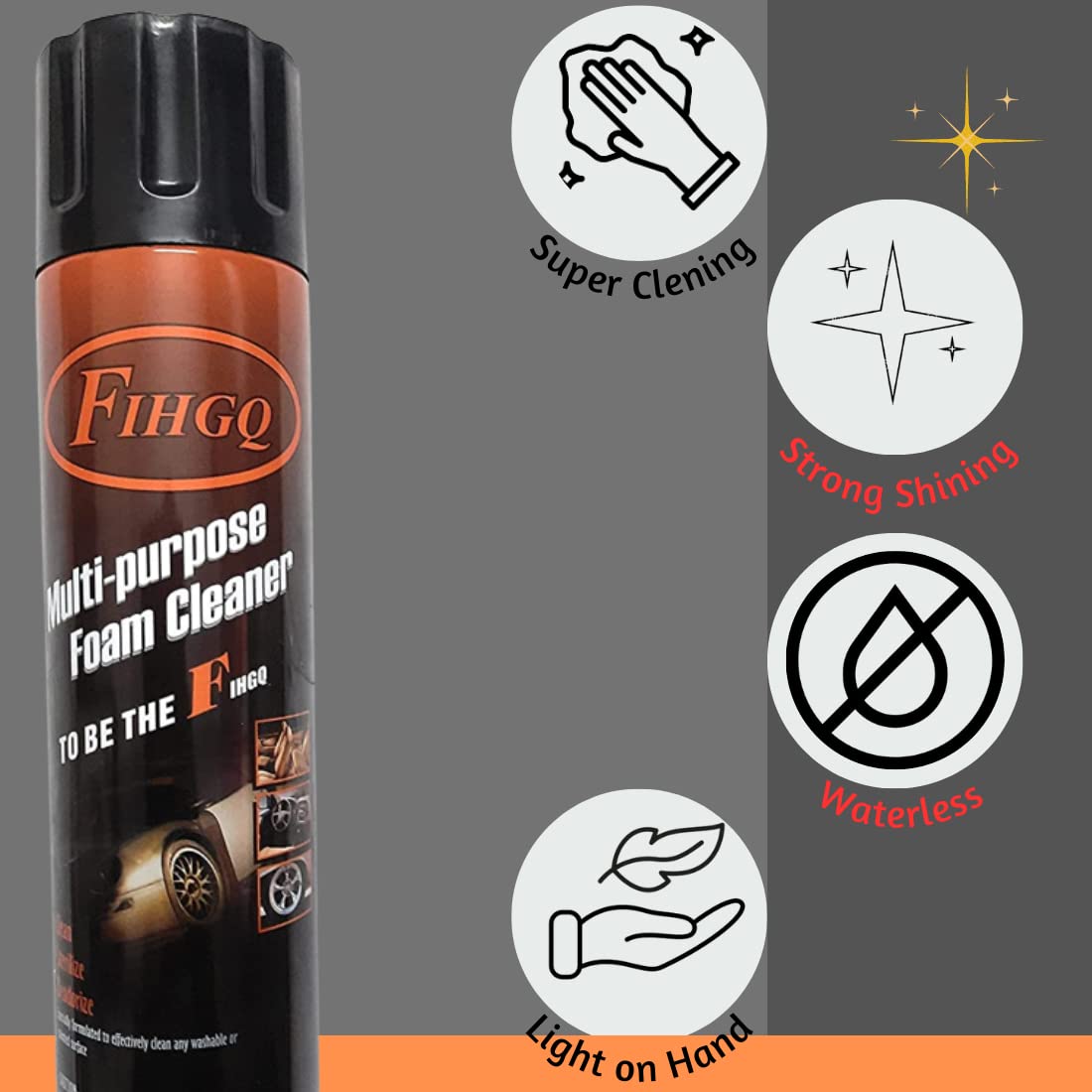 Giftock Multipurpose Foam Cleaner Spray Foam | American Formula Spray For Car Sofa Leather Carpet Cleaning | Dashboard, Steering, Doors & Seat Cover Cleaning - 500 ML (Pack of 1)