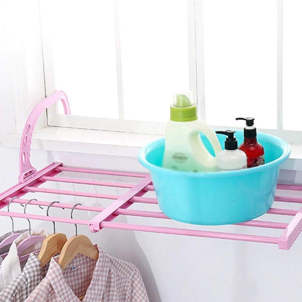 Giftock Balcony Drying Rack Towel Holder - Multi Function Window Hanging Rack