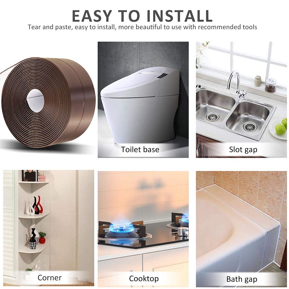 Giftock Waterproof Seal Strip 3.2Meter Length Self Adhesive Caulk Sealer Tape Bath and Wall Sealing Strip Sink Basin Edge Trim (4cm Wide /3.2M Length)