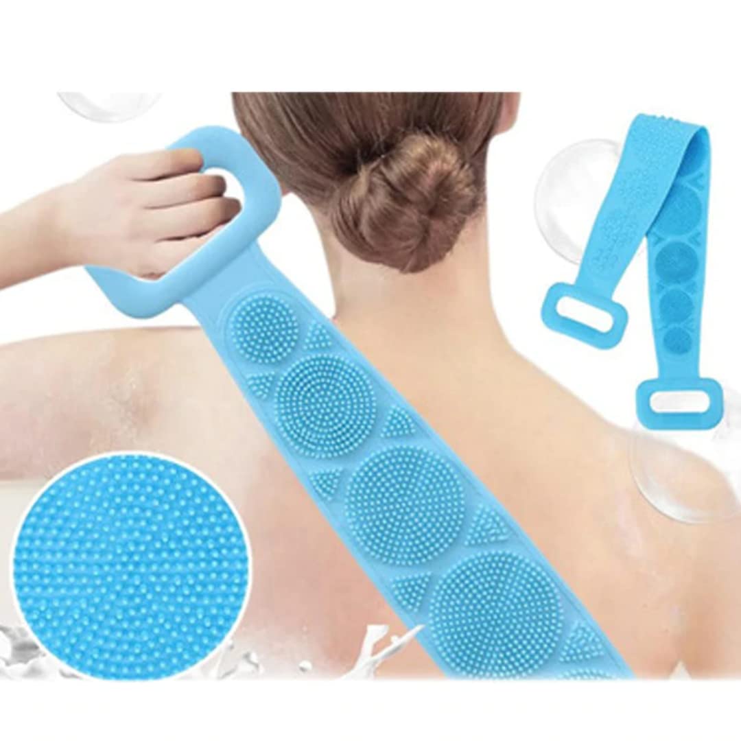 Giftock Silicone Body Back Scrubber, Double Side Bathing Brush for Skin Deep Cleaning Massage, Dead Skin Removal Exfoliating Belt for Shower, Easy to Clean,Body Brush for Bathing