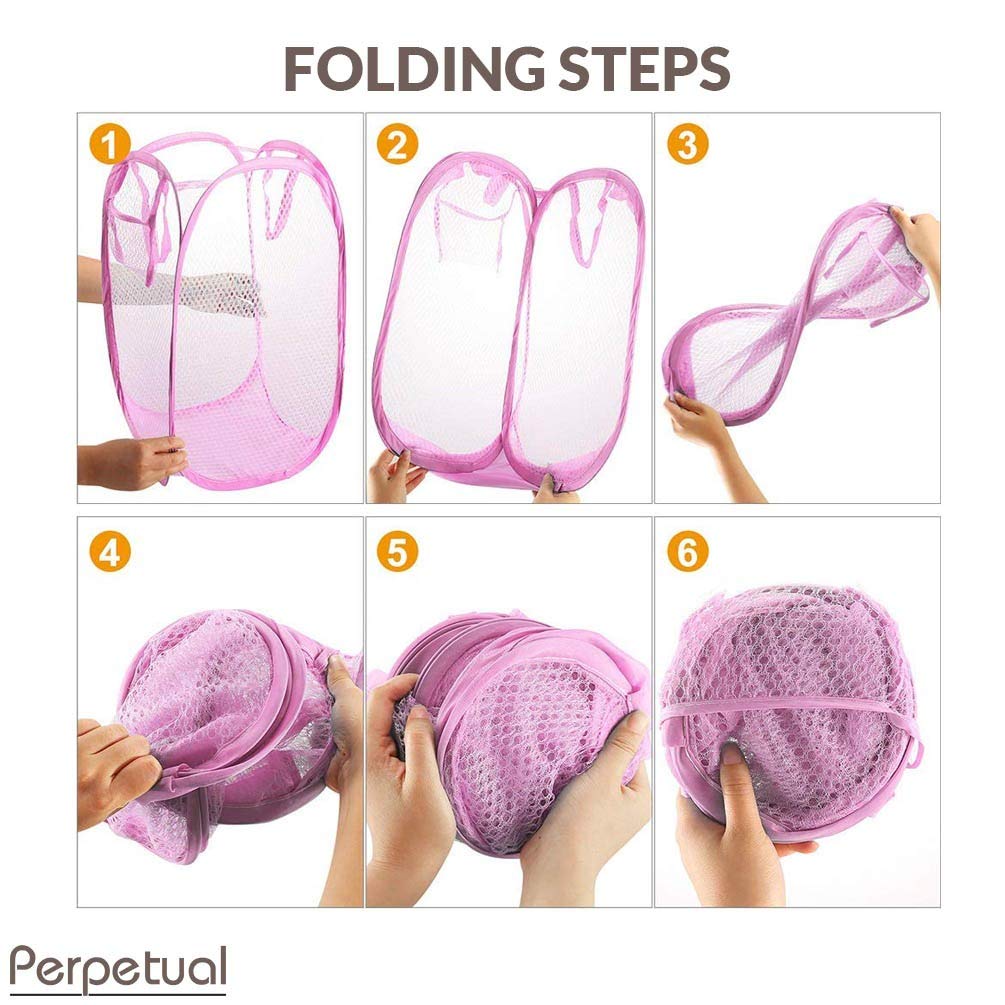 Giftock Net Laundry Bag Foldable and Collapsible with Easy to Carry Handle- for Home, Dorms, Hostel, Toy Storage (Multicolor) 30 Liter