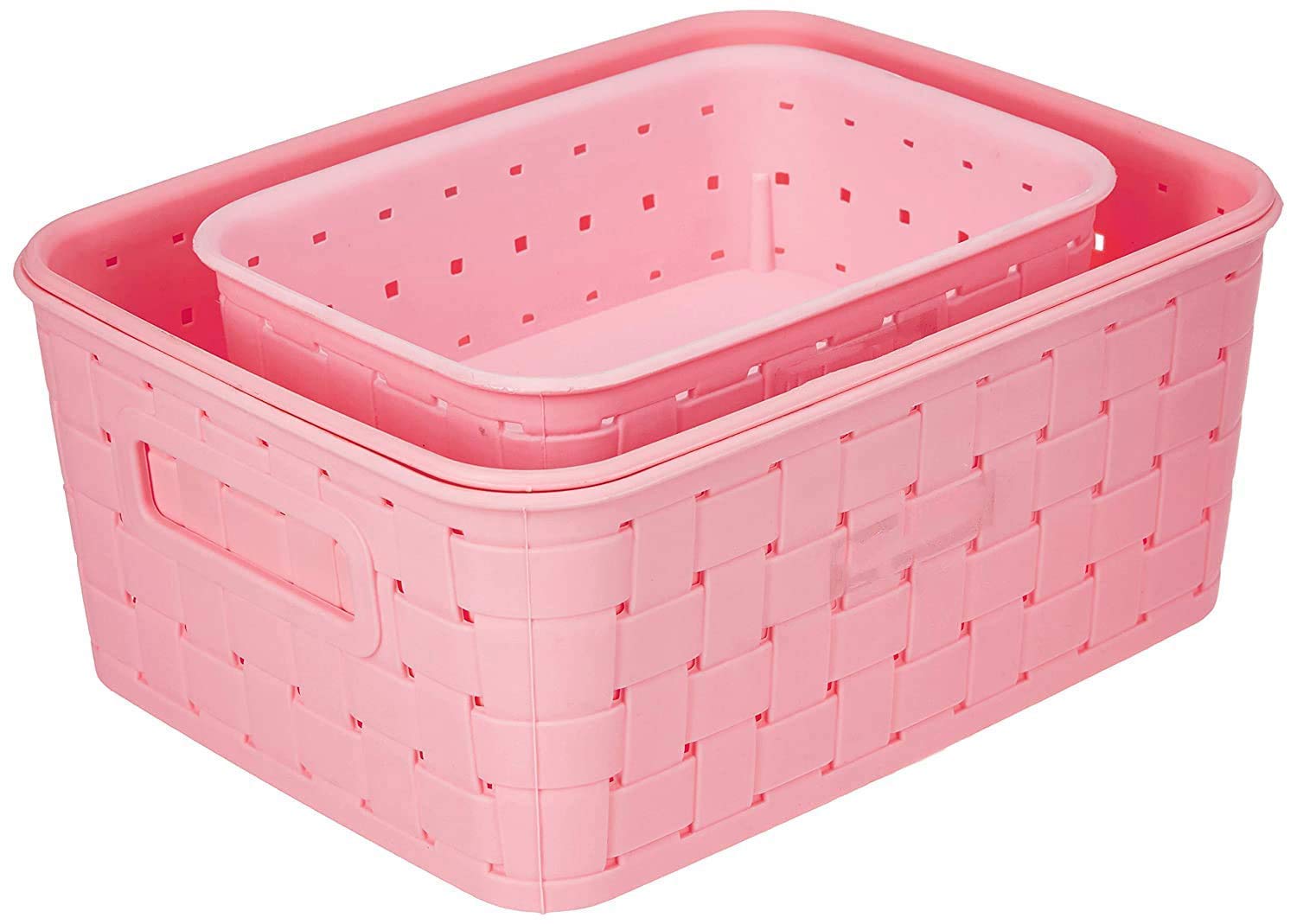 Giftock 3PCS Multipurpose Plastic Basket | Smart Shelf 3 PCS Set Storage Basket for Fruits Vegetables Magazines Cosmetics ETC | Storage Basket | Pack of 3 | Multicolor