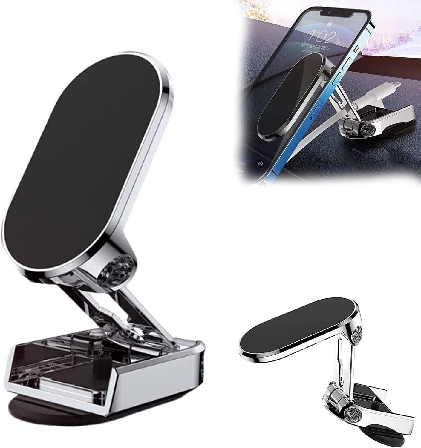 Giftock Mobile Holder for Car Stand Magnetic Phone Mount for Car Phone Holder Mount [Stronger 6X Magnets] 360°Rotation Universal Dashboard Phone Holder Magnetic Car Mount for All Phones