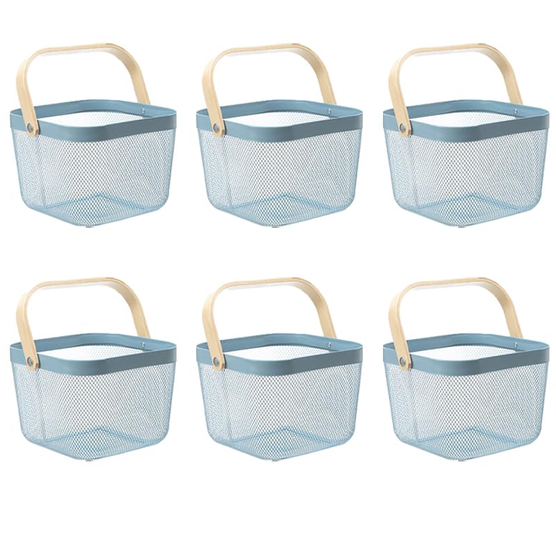 Giftock Metal Wire Basket With Handle|Storage Basket Fot Fruits, Books|Mesh Open Storage Bin|Storage Organizer