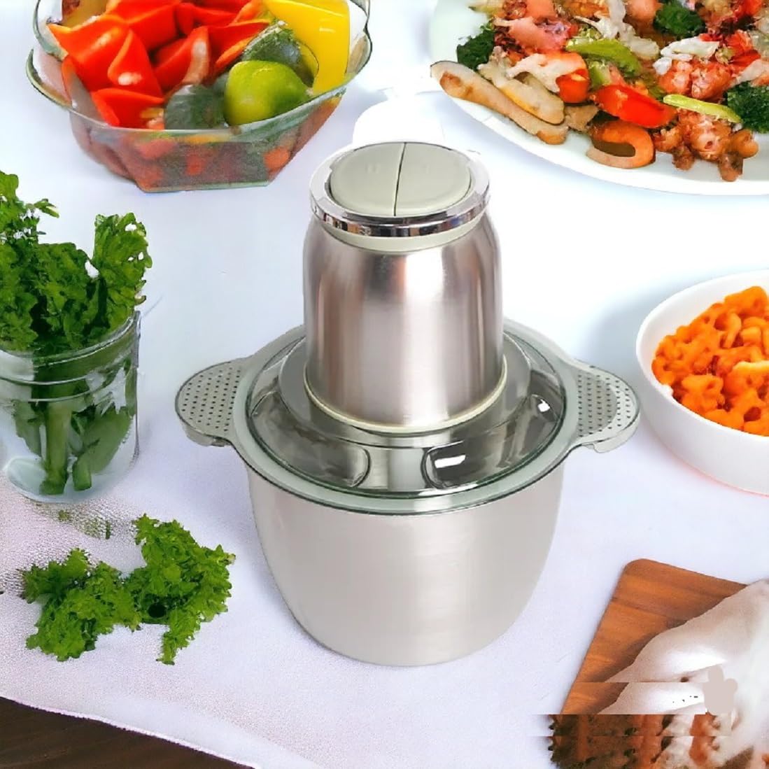 Giftock Professional Stainless Steel 700W Electric Meat Grinder with 3L Bowl Kitchen Chopper Mixer Vegetable Cutter Food Processor Mincer Onion Slicer Fruit Nuts Blender With 1 YEAR MOTOR WARRANTY