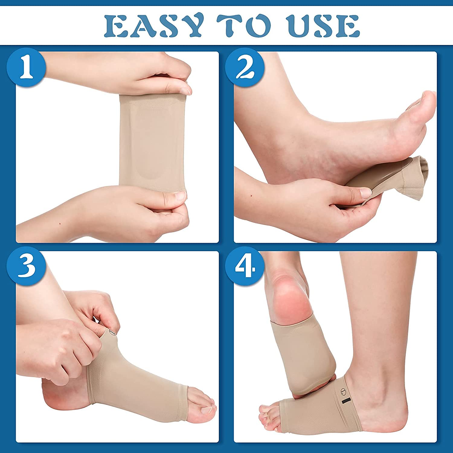 Giftock Foot Care Plantar Fasciitis Arch Support Sleeves for foot pain,muscle relaxation with soft Neoprene Cushion for Women & Men Feet Orthopedic Pad,Free Size-1 Pair