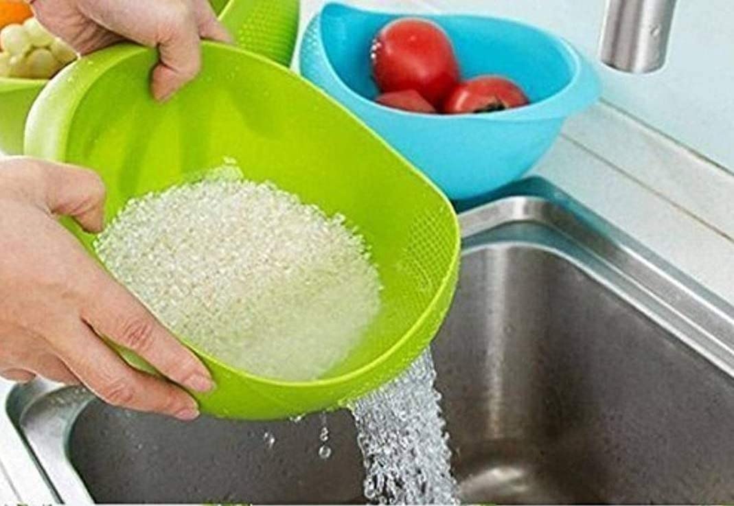 Giftock Rice Bowl Pulses, Fruits, Vegetable, Noodles, Pasta, Washing Bowl & Strainer (multi color, 1pc)