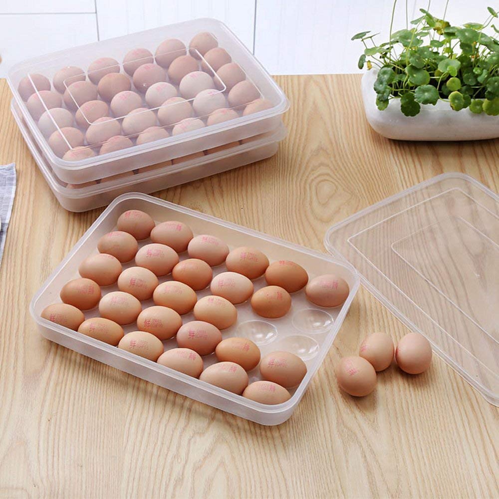 Giftock Plastic Egg Storage Box Single Layer 24 Grids with Lid Egg Basket Tray Useful for Home, Kitchen & Poultry (Multicolor) (1Pcs)