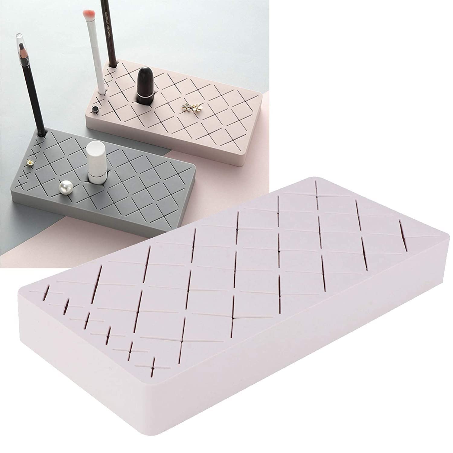 Giftock Silicone Lipstick Holder 18+6 Slots, Cosmetic Organizer Stand Square Makeup Display Case for Brush Lip Eye Stick Nail Polish Brushes Eyebrow, Premium Cosmetic Organizer.(Multi Color)