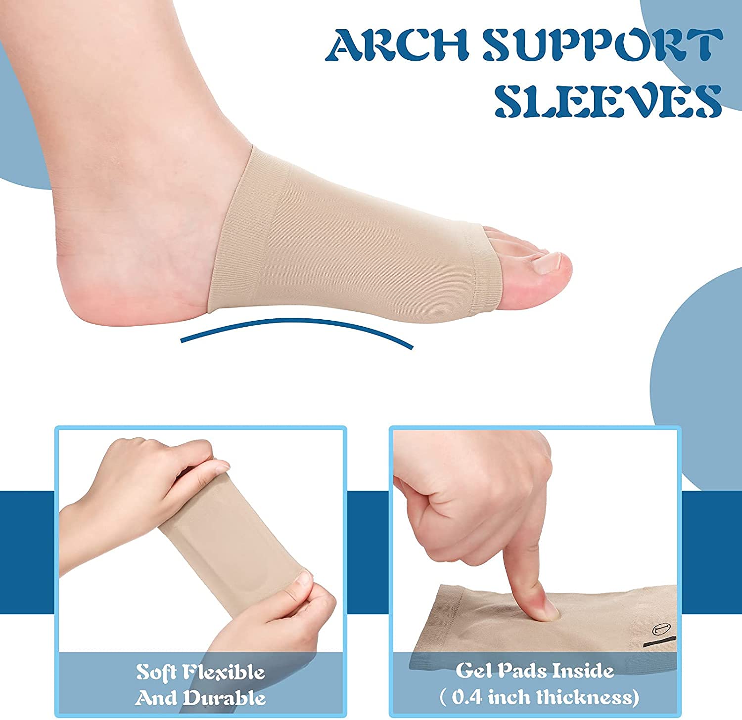 Giftock Foot Care Plantar Fasciitis Arch Support Sleeves for foot pain,muscle relaxation with soft Neoprene Cushion for Women & Men Feet Orthopedic Pad,Free Size-1 Pair