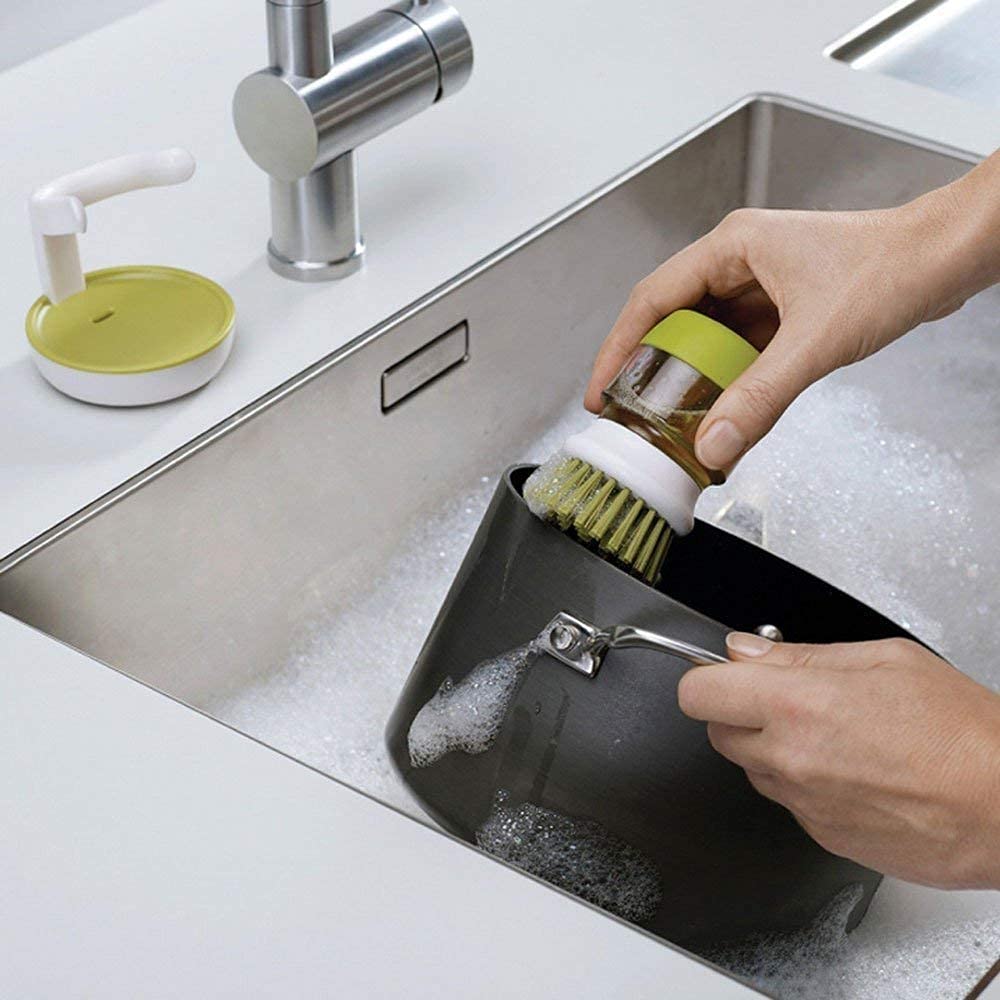Giftock Cleaning Brush with soap Dispenser for Kitchen Sink washbasin,Dish Washer with Storage Stand Holder,Palm Scrub soap Dispenser Washing-up Brush(1pcs/Multicolour)