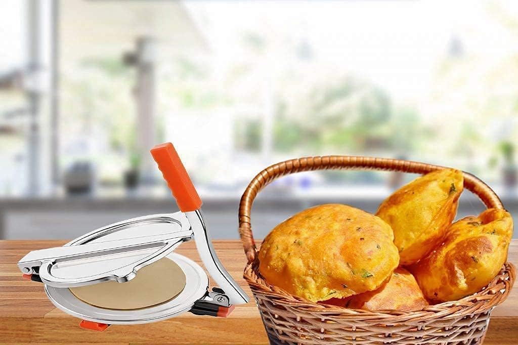 Giftock Puri Maker Press Machine with Handle | Stainless Steel 7.5 inch Puri Maker Press Machine with Handle Roti Press, Papad/Khakhra/Chapati Maker