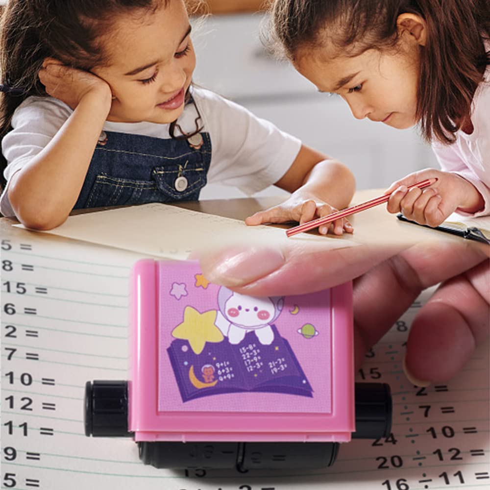 soputry Math Roller Stamp For Addition Subtraction Multiplication Division,Roller Number Teaching Practice Math Stamp Roller Digital Teaching Stamp,Math Practice Number Rolling Stamp(Multiply&Divide)