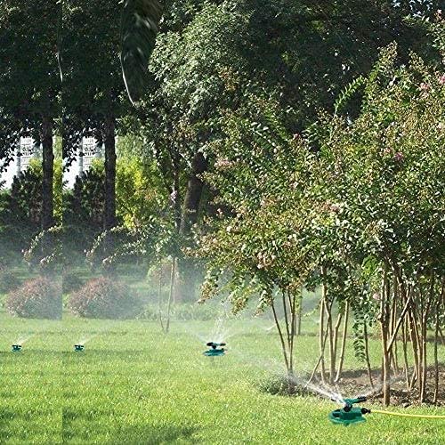Giftock 1 Pc Automatic 360 ° Rotating Adjustable Round 3 Arm Lawn Water Sprinkler for Watering Garden Plants/Pipe Hose Irrigation Yard Water Sprayer (Green)
