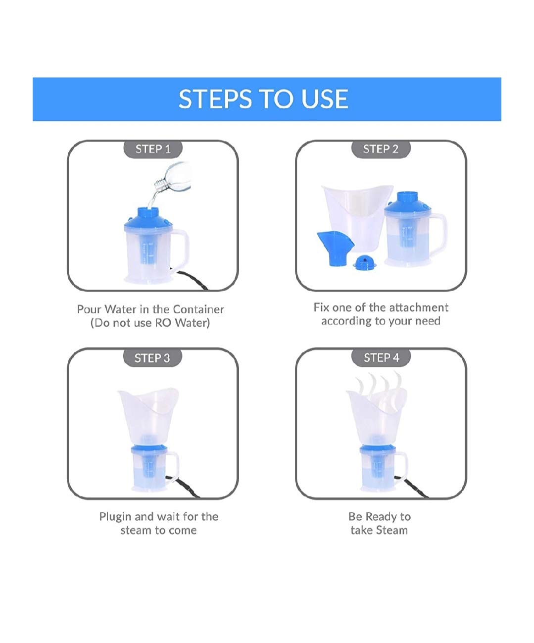 Giftock 3 in 1 Vaporizer machine Facial Steamer and Nose Steamer, cold & cough Steamer Nozzle Inhaler and Facial Steamer Machine Vaporizer Color May Vary Vaporizer (Blue)