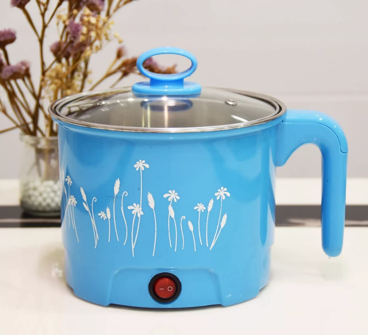 Giftock 1.6L Multi-Function Electric Cooker with Steamer | Non-Stick Pot | Portable Rice Cooker & Food Container | Electric Heating Lunchbox (Multi-Color)