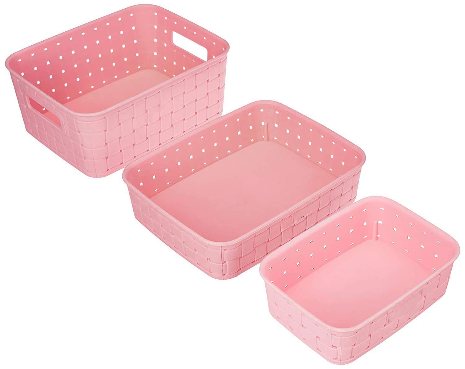 Giftock 3PCS Multipurpose Plastic Basket | Smart Shelf 3 PCS Set Storage Basket for Fruits Vegetables Magazines Cosmetics ETC | Storage Basket | Pack of 3 | Multicolor