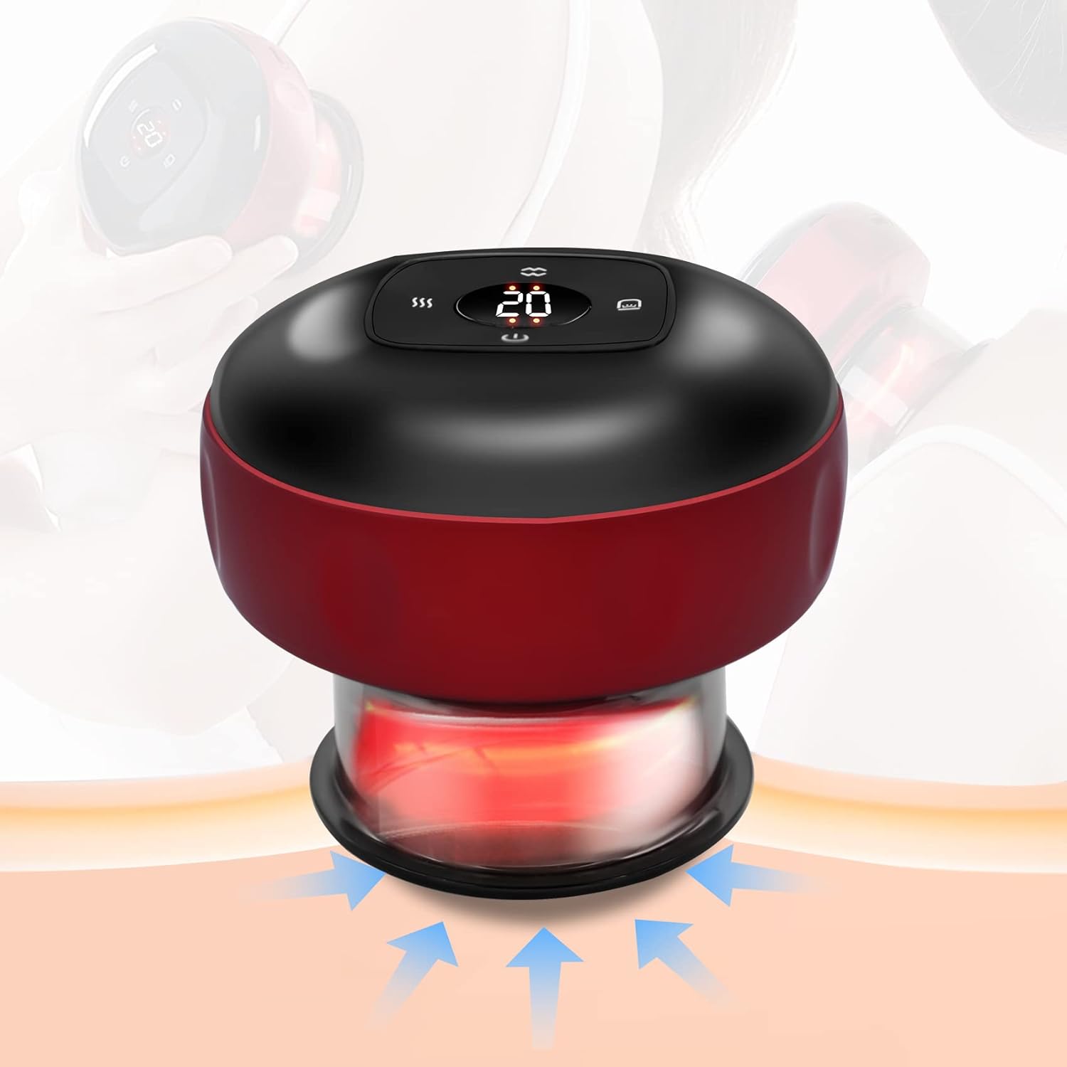 Giftock Smart Electric Cupping Therapy Set,Portable Massager 12 Levels Suction And Infrared Heating Muscle Massage Vacuum Therapy Machine,Multifunctional Dynamic Red Light Gua Sha Cupping Tool