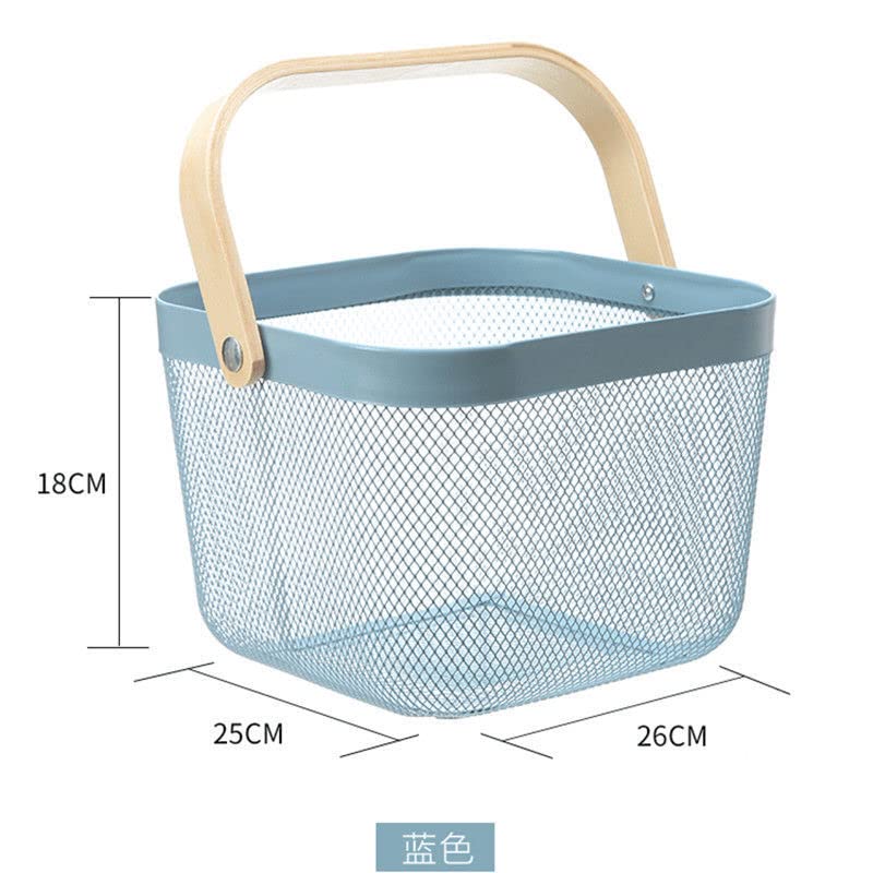 Giftock Metal Wire Basket With Handle|Storage Basket Fot Fruits, Books|Mesh Open Storage Bin|Storage Organizer
