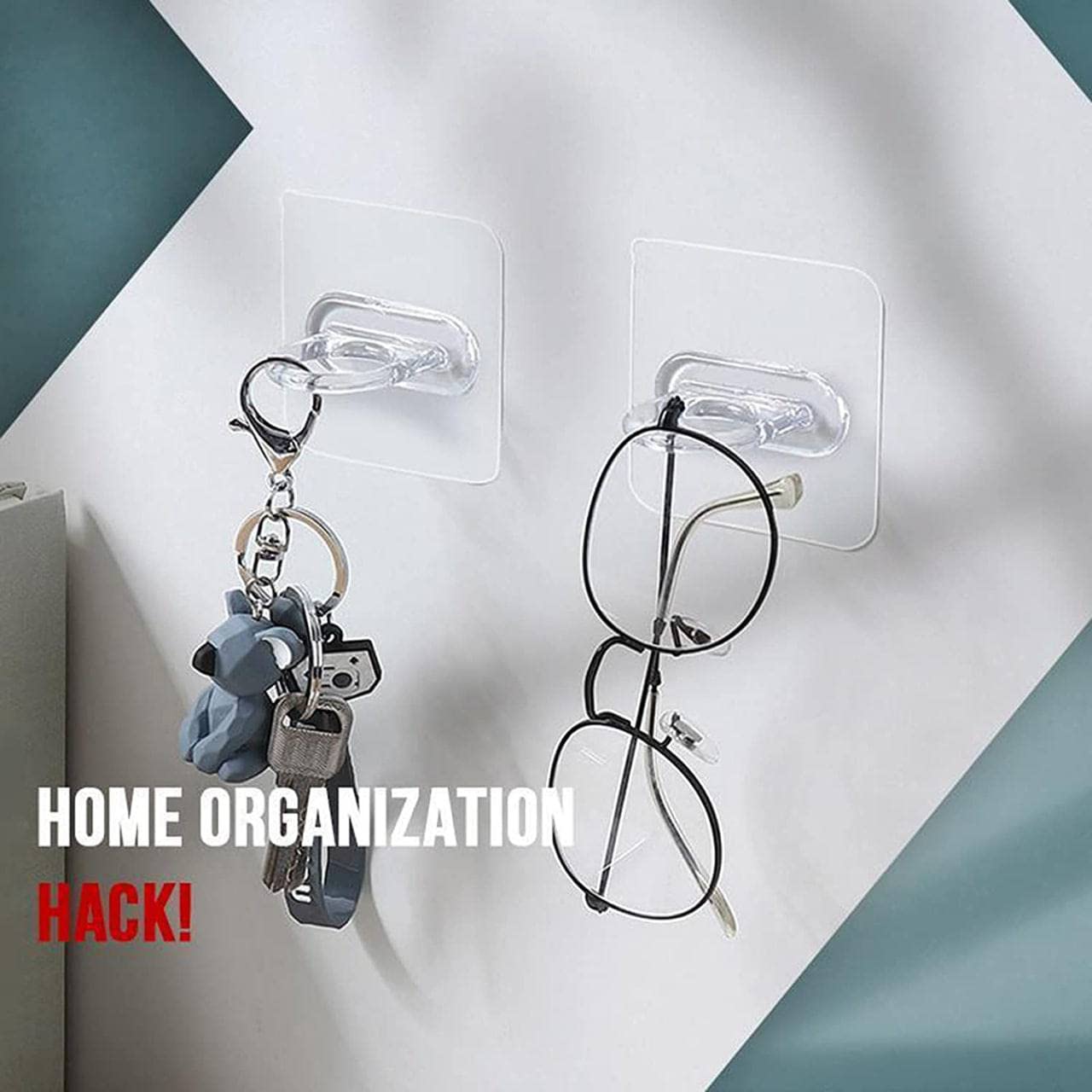 Giftock Hooks for Wall - Multi-Functional Transparent Heavy Plastic Adhesive Wall Magic Hook Sticker Cabinet Bathroom Storage Round Sticker for Kitchen, Home, Bathroom(Set of 5)