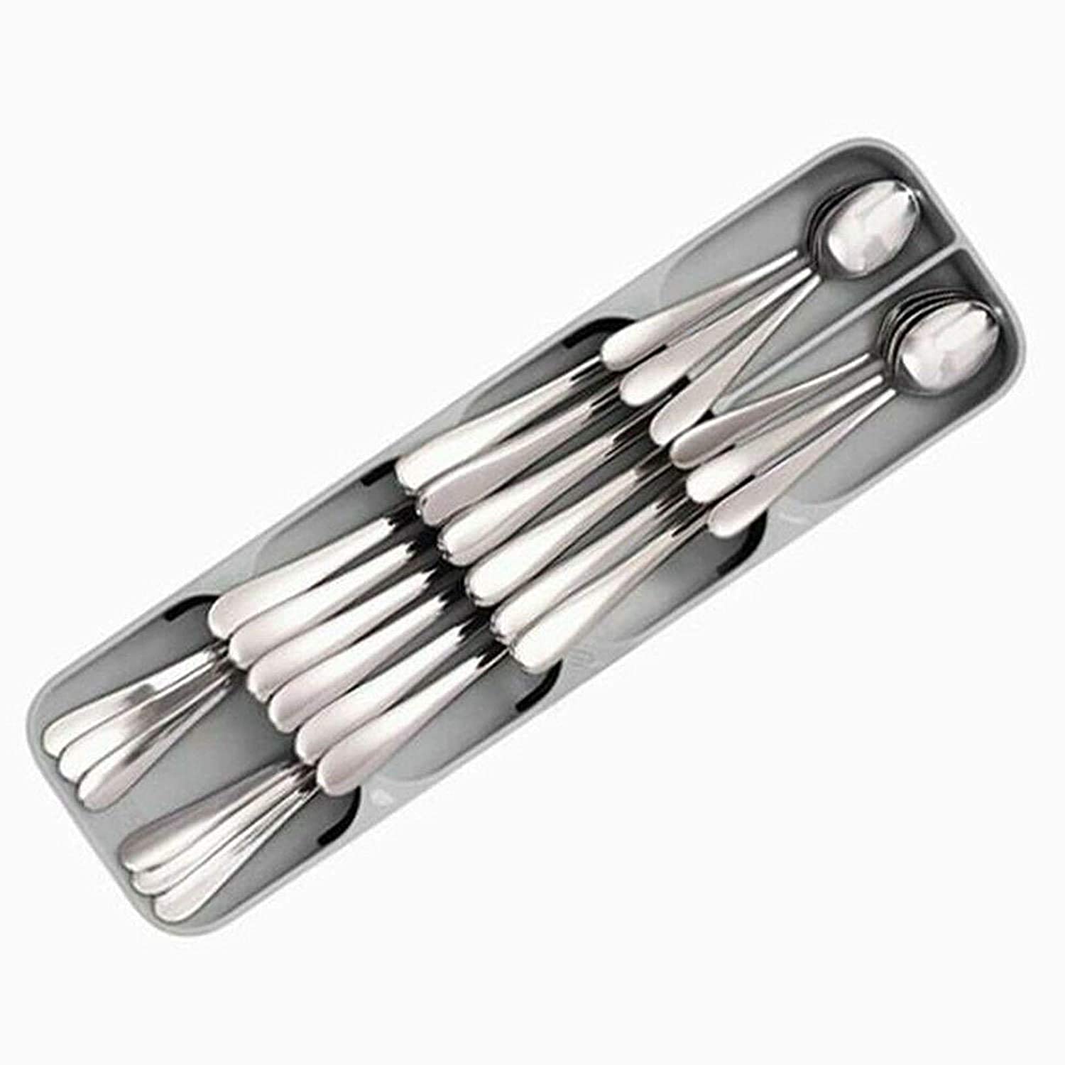 Giftock Spoon Tray Stand|Spoon Organiser|Knives,Forks And Spoons|Plastic Compact Cutlery Organizer Racks&Holders|Kitchen Knife Fork Spoon Tray Storage Holder|Cutlery Tray|Drawer Tray Dish Rack