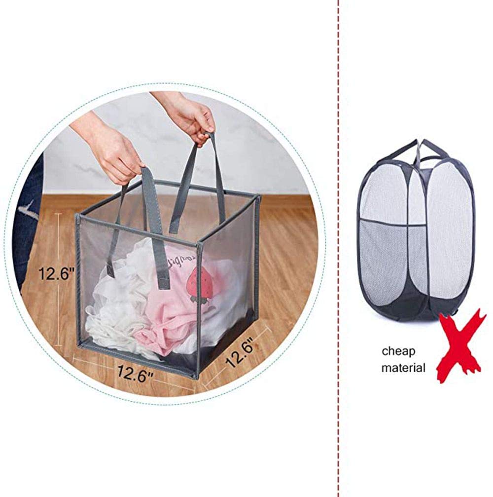 Giftock Pop Up Laundry Baskets - Mesh Collapsible Laundry Hampers Storage with Handle - Foldable for Washing Storage, Great for The Kids Room, College Dorm, Travel Organizer (Black)