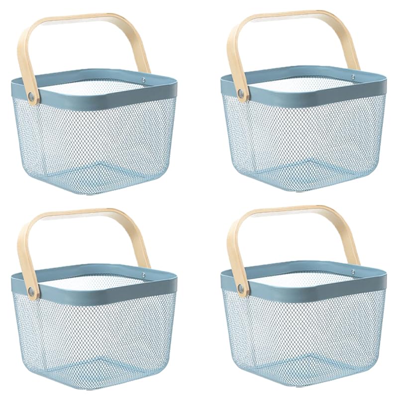 Giftock Metal Wire Basket With Handle|Storage Basket Fot Fruits, Books|Mesh Open Storage Bin|Storage Organizer