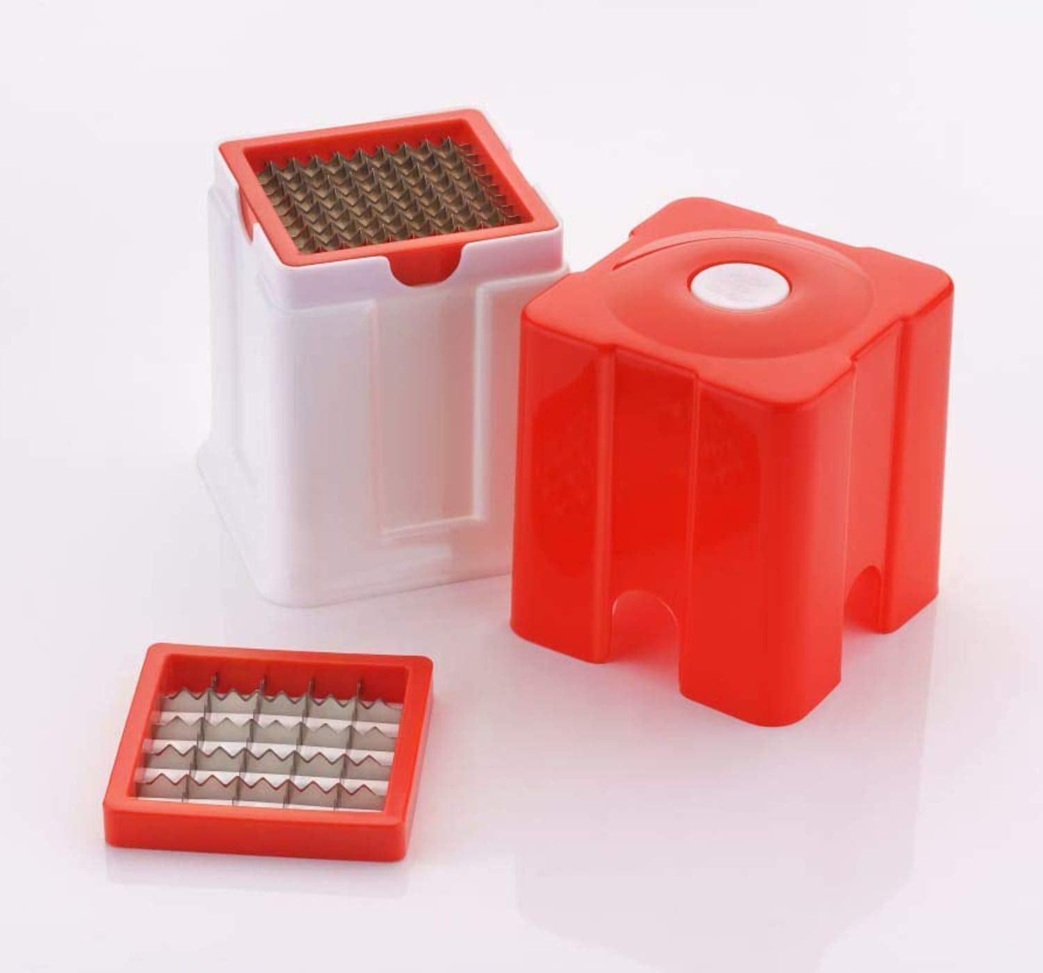 Giftock Plastic Potato Chipser French Fries, Potato Finger Chips Cutter (Red) - CTKTC30884