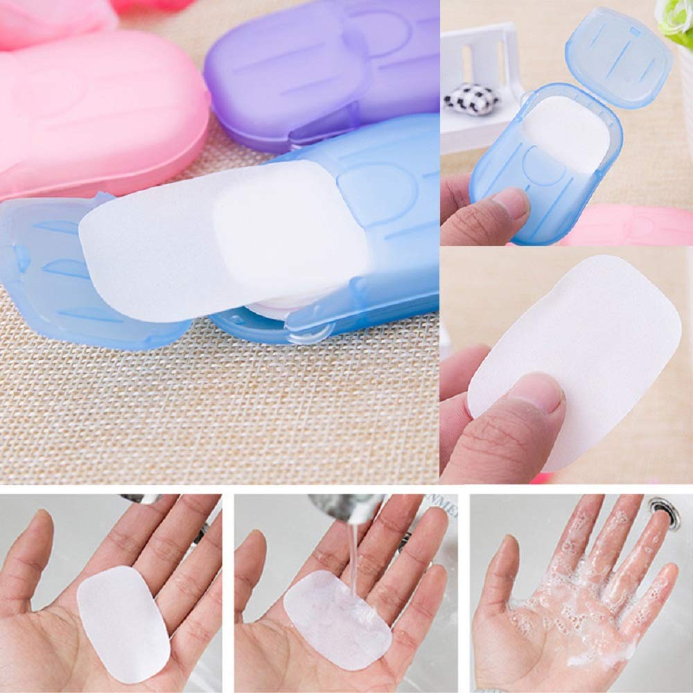 Giftock Paper Washing Hand Bath Clean Scented Slice Outdoor Travel Sheets Disposable Box Soap Portable Mini Paper Soap || paper soap strips for travelling handwash || multicolor || Set of (3)