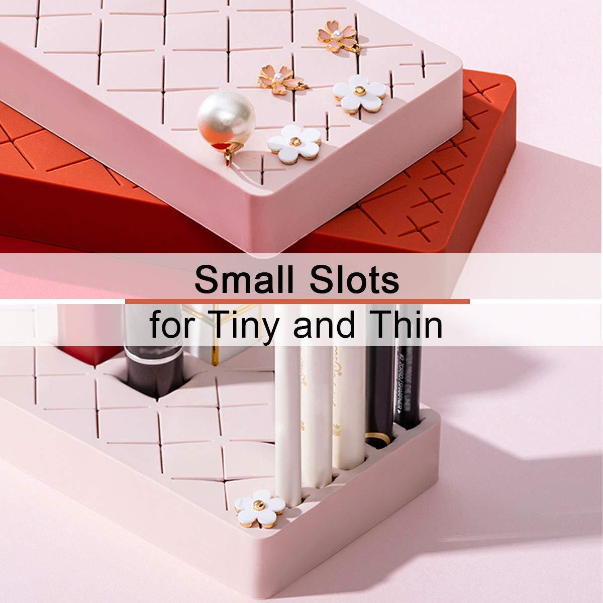 Giftock Silicone Lipstick Holder 18+6 Slots, Cosmetic Organizer Stand Square Makeup Display Case for Brush Lip Eye Stick Nail Polish Brushes Eyebrow, Premium Cosmetic Organizer.(Multi Color)