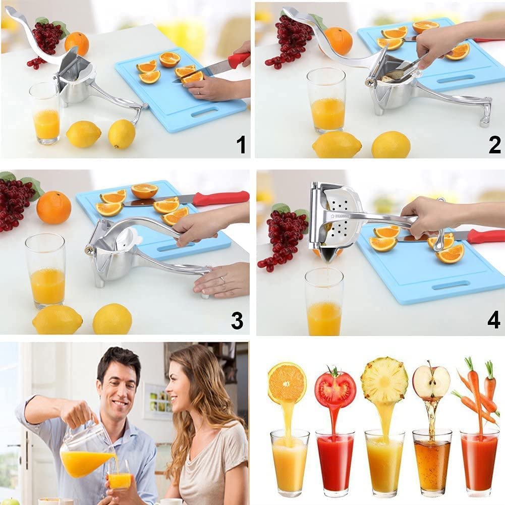 Giftock Aluminium Manual Fruit Juicer Orange Juicer Heavy Duty Hand Press Metal Lime Juicer Hand Juicer, juicer Instant, Orange Juicer, Aluminium Handle Juicer Garlic Paste Per Clove (Aluminium)