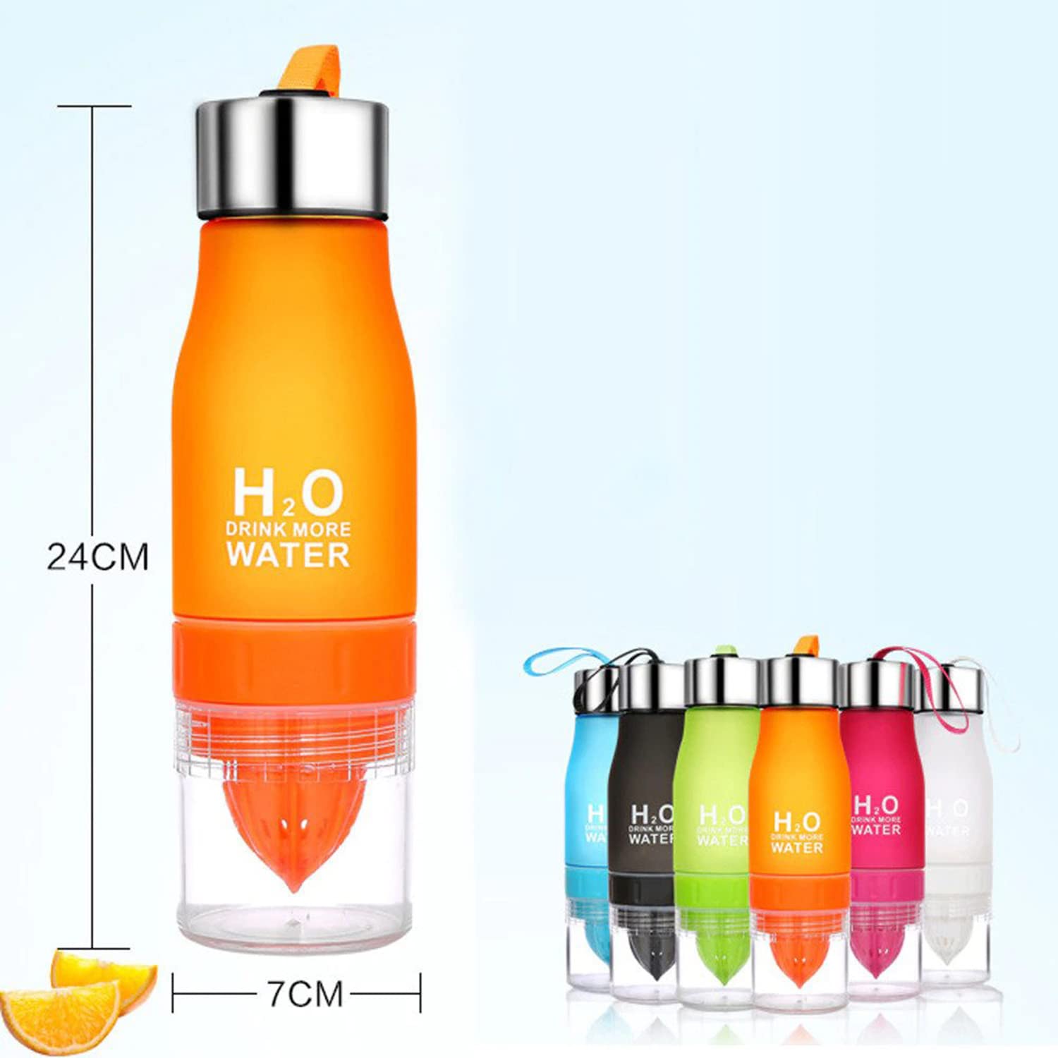 Giftock 650ml Infuser Water Bottle plastic Fruit infusion Kids Drink Outdoor Sports bottle Juice lemon Portable Kettle (Multicolor, Pack of 2)
