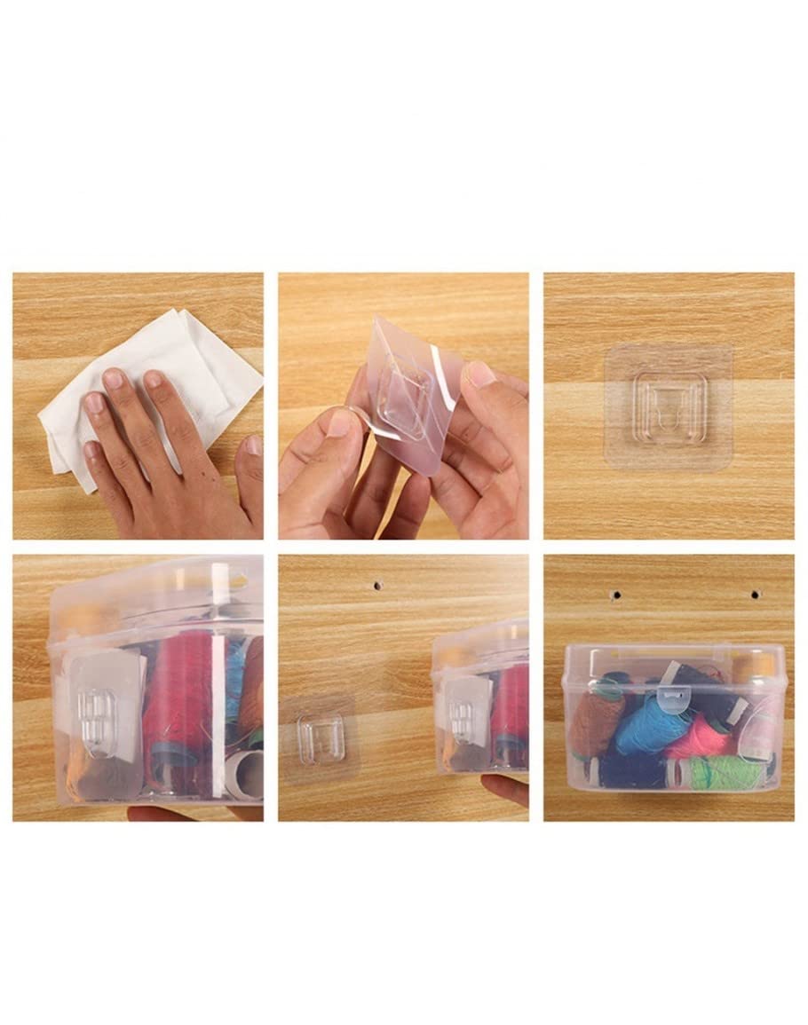 Giftock Self Adhesive Double Side (Male/Female) Plastic Waterproof Wall Hooks Magic Transparent Sticker for 10 kg Max Pack of 10