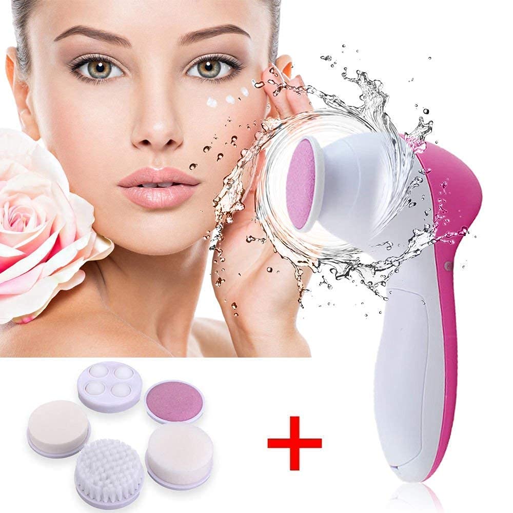 Giftock 5 in 1 Portable Electric Facial Cleaner Battery Powered Multifunction Massager, Face Massager, Beauty Massager, Facial Massager For Women (Multi Color)