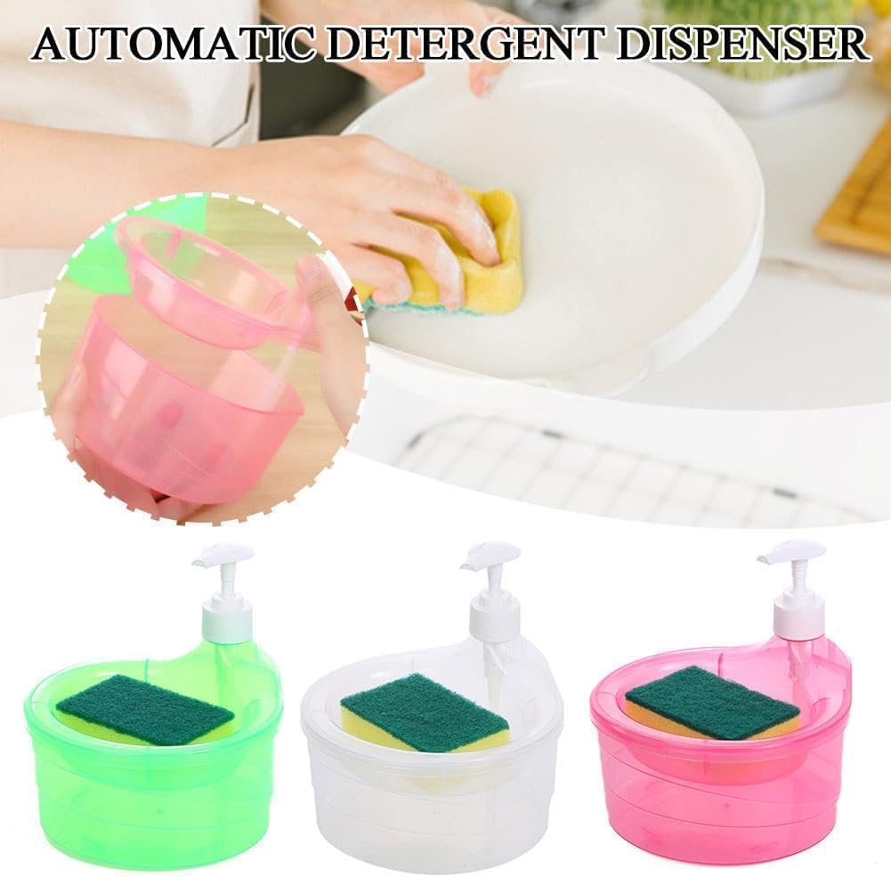 Giftock 2 in 1 Soap Pump Dispenser for Dishwasher Liquid Soap Sponge Holder Free Sponge