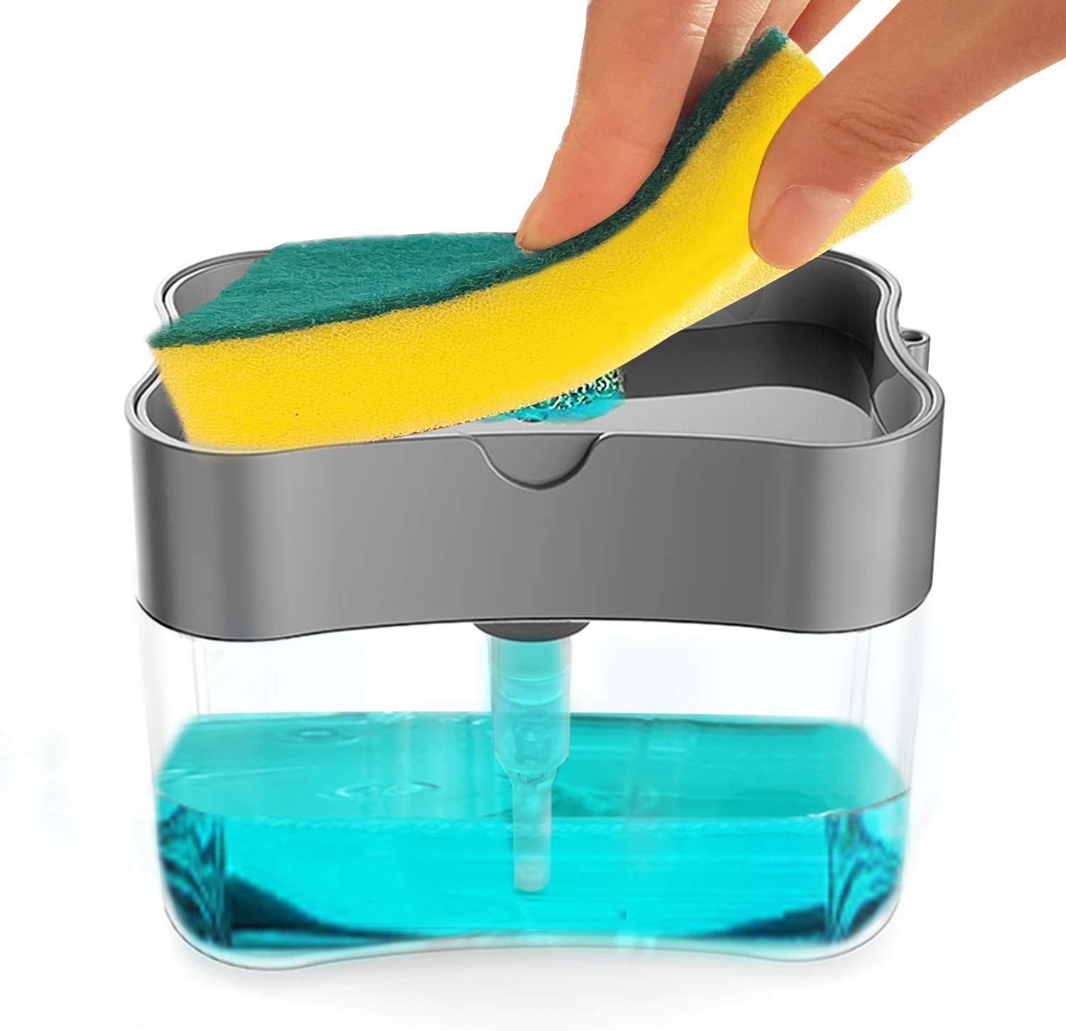 Giftock Tar Brush Dish Cleaning Brush with Liquid Dispensar Palm Dishes Pot, pan, Sink scrubbing Household soap Dispenser for Tool Dispensing wash Kitchen Utensils Scrubber Multipurpose in Home