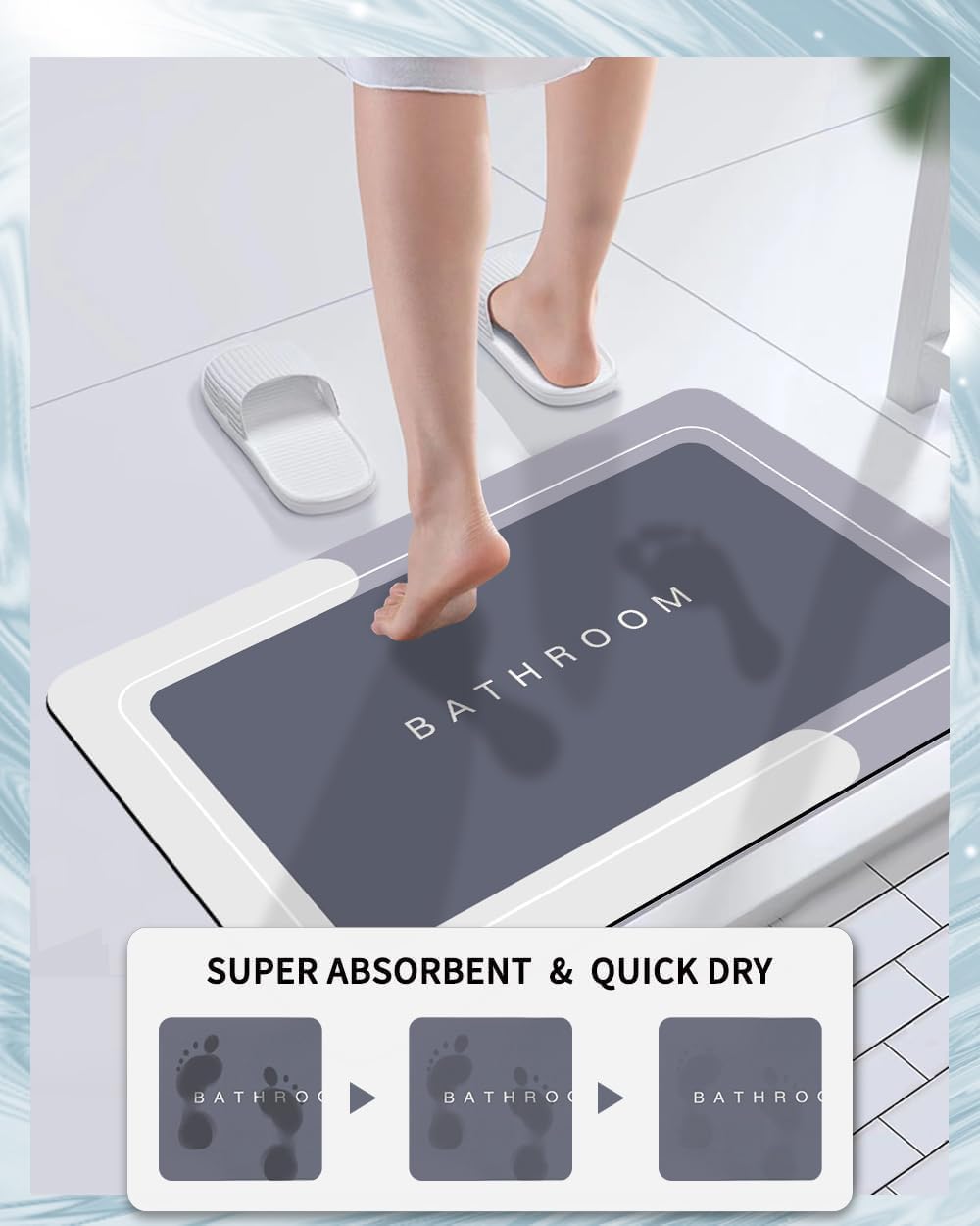 Giftock Bathroom mat Square Door Mat Floor Mat Bath Mat Doormat Carpet Rubber Non Slip mat for Cushion Mat Super Absorbent Soft Carpet Quick Dry Dirt Barrier for Home Office (40x60cm)