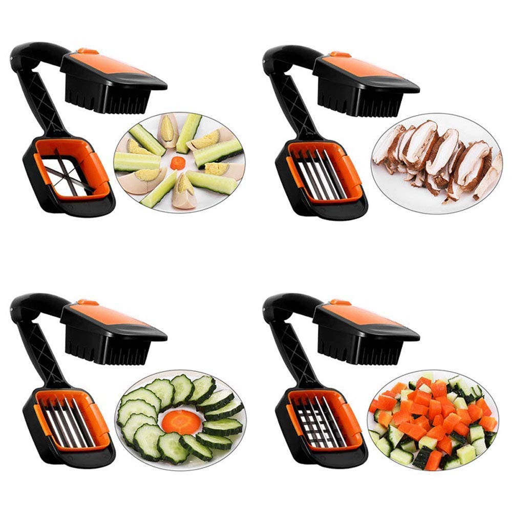 Giftock Multifunction Nicer - 5 in 1 Plastic Slicer Vegetable & Fruits Cutter, Stainless Steel Blades Chopper, Peeler with Container Onion Cutter, Vegetable, Fruit (Pack of 1)