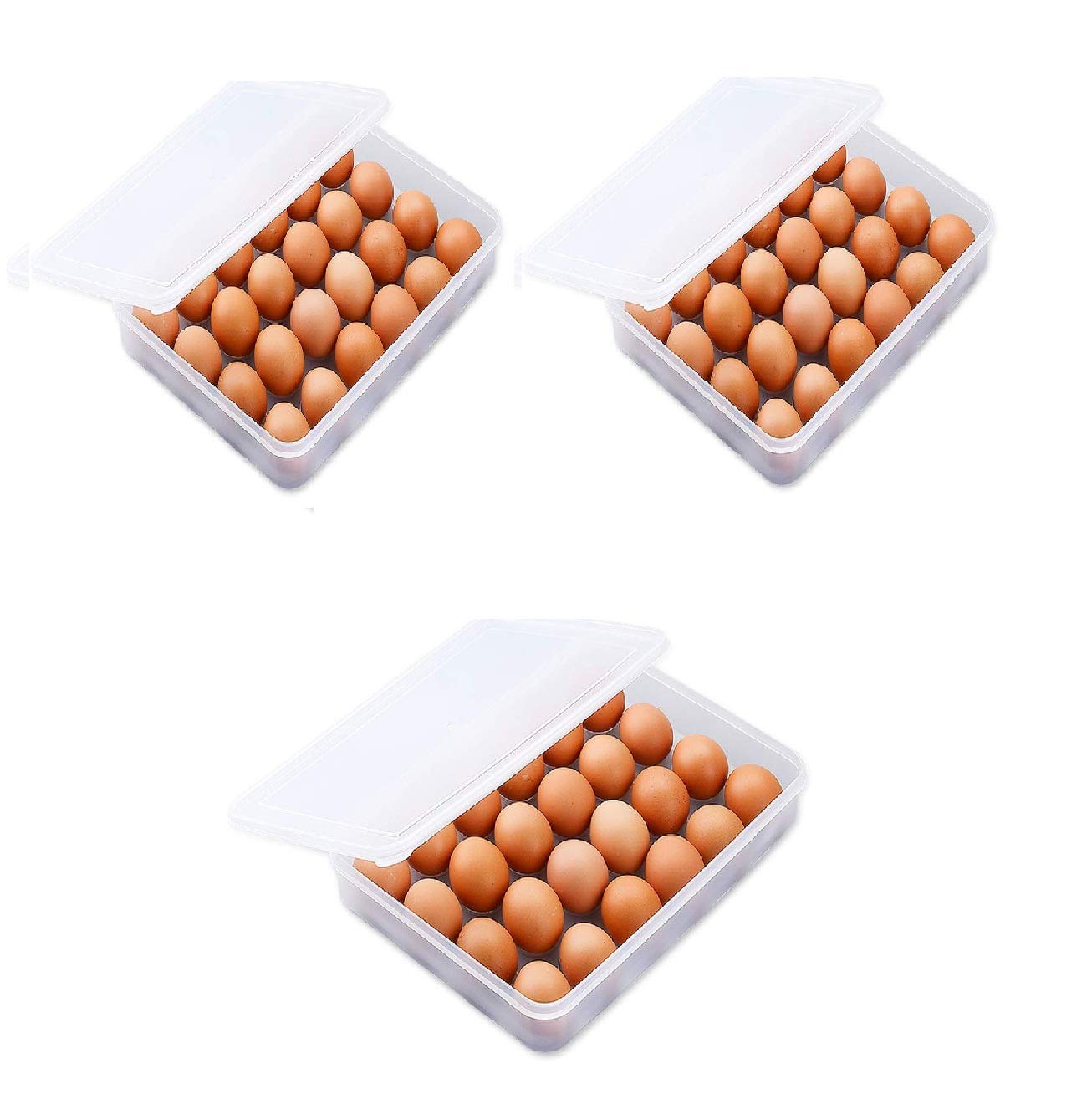 Giftock Plastic Egg Storage Box Single Layer 24 Grids with Lid Egg Basket Tray Useful for Home, Kitchen & Poultry (Multicolor) (1Pcs)