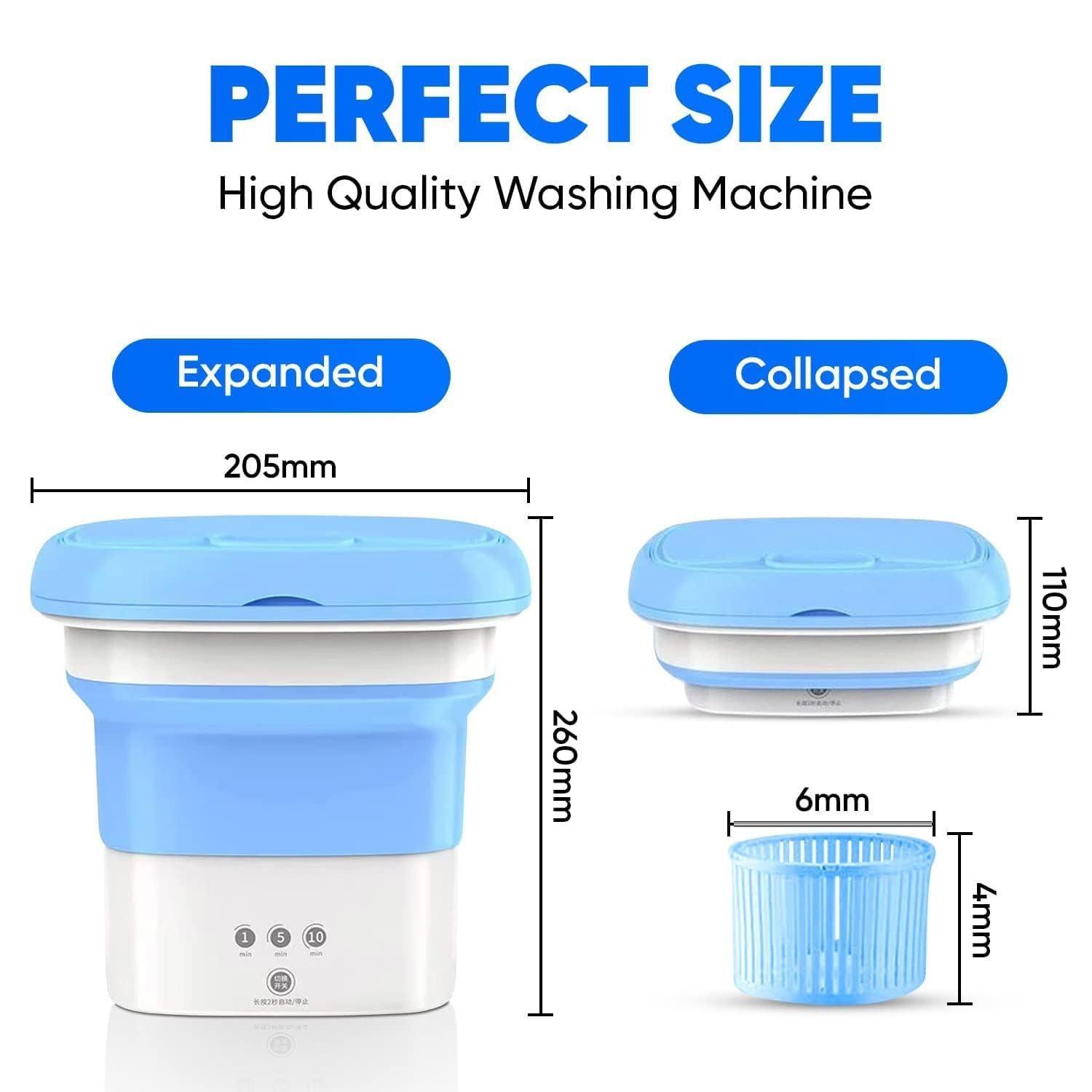 Giftock Solutions Washing-Machine-Portable-Mini-Foldable-Washer-and-Spin-Dryer-Small-Foldable-Bucket-Washer-for-Camping-RV-Travel-Small-Spaces-Lightweight 2 KG
