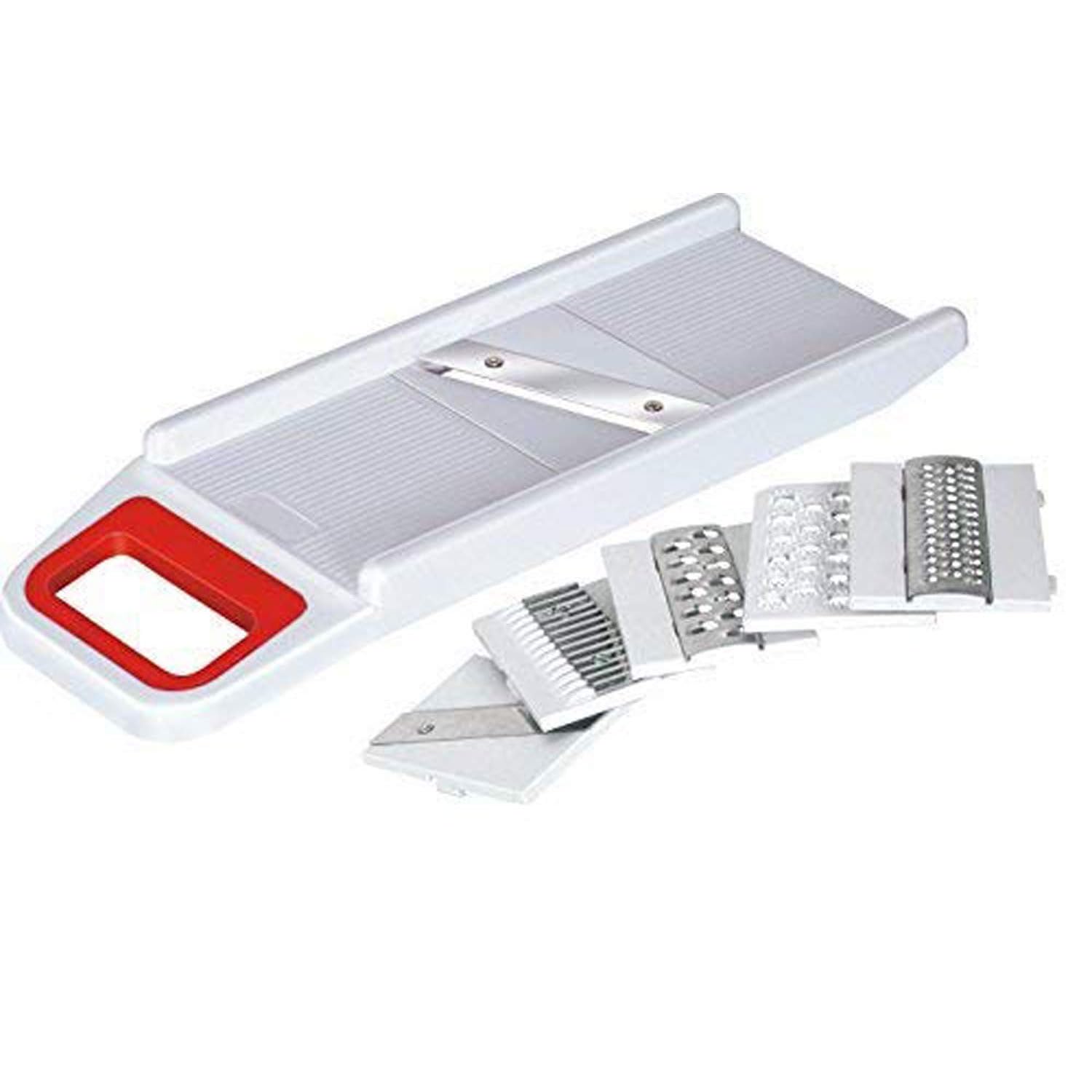 Giftock 6 in 1 Slicer for Kitchen, Vegetable Slicer Crusher Multi Blade Potato Chip, Veggie Slicer, Vegetable Cutter, Julienne Shredder Use in Kitchen - White(Pack of 1)