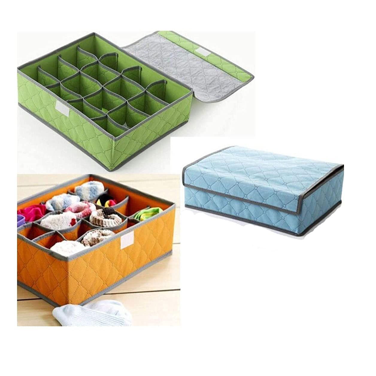 Giftock 24 grid soks closet Container Drawer Foldable Storage Box,Neck Ties Scarves,Socks Bra Underwear organizer box - multi-color