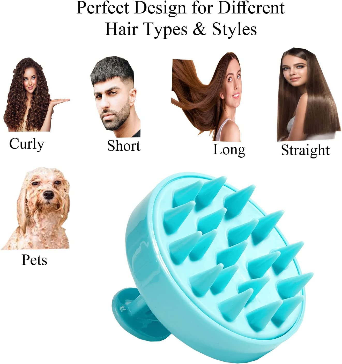 EPISKEY® Scalp Massager Shampoo Brush, Scalp Massage Shampoo Brush Shower Head Scrubber Scalp Brush (BLUE-35)