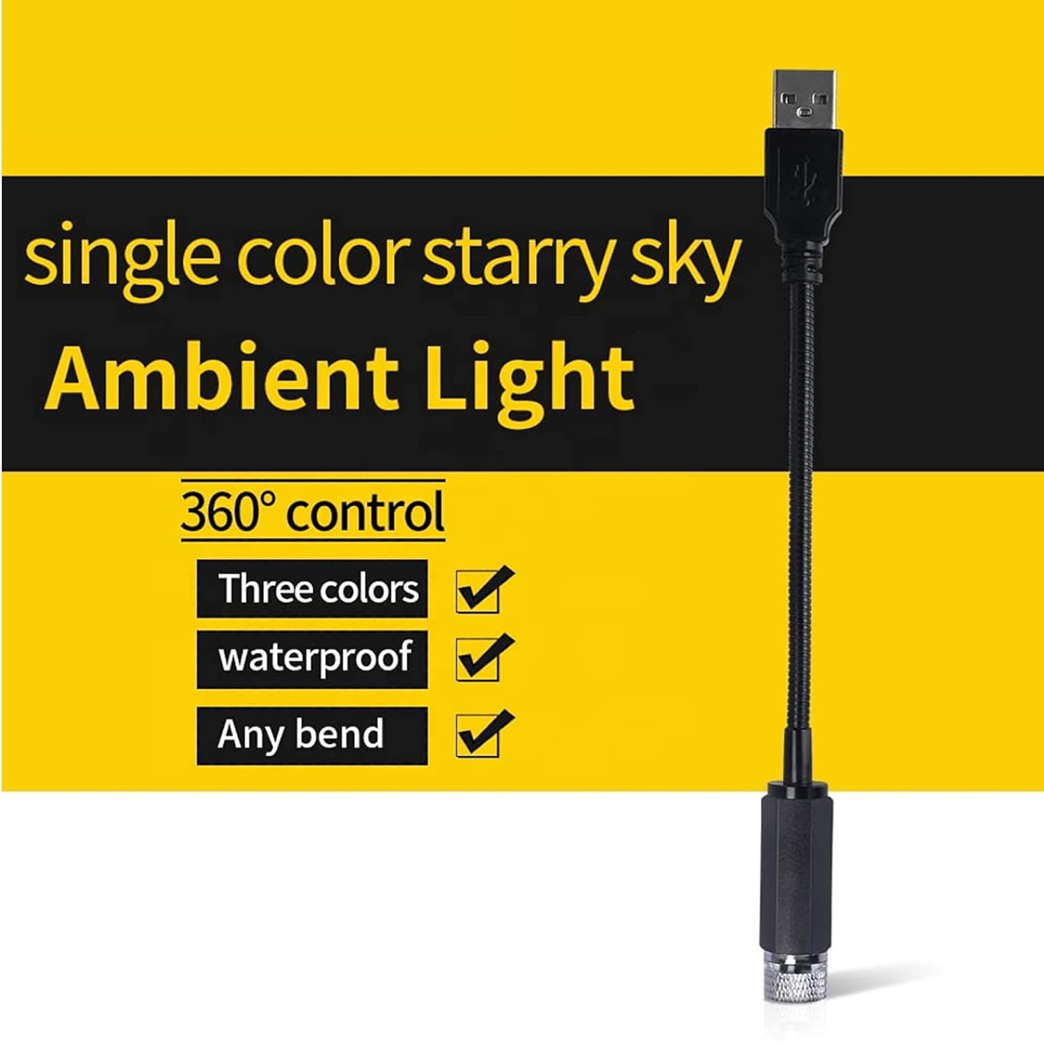 Giftock USB Roof Star Projector Lights with 3 Colours, USB Portable Adjustable Flexible Interior Car Night Lamp Decor with Romantic Galaxy Atmosphere fit Car, Ceiling, Bedroom, Party (Plug and Play)