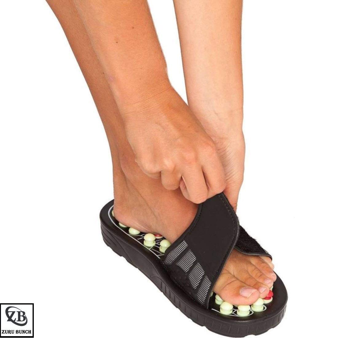 Giftock Spring Acupressure Magnetic Therapy Sandals |Yoga Paduka Acupressure Foot Relaxer| Foot Massager Slipper| Rotating Acupressure Foot Slippers for Men & Women (6 UK)