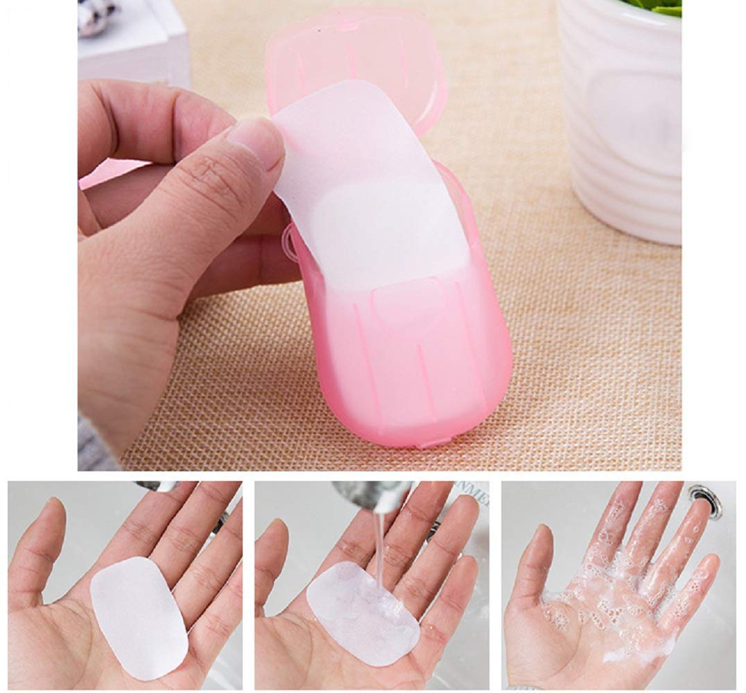 Giftock Paper Washing Hand Bath Clean Scented Slice Outdoor Travel Sheets Disposable Box Soap Portable Mini Paper Soap || paper soap strips for travelling handwash || multicolor || Set of (3)