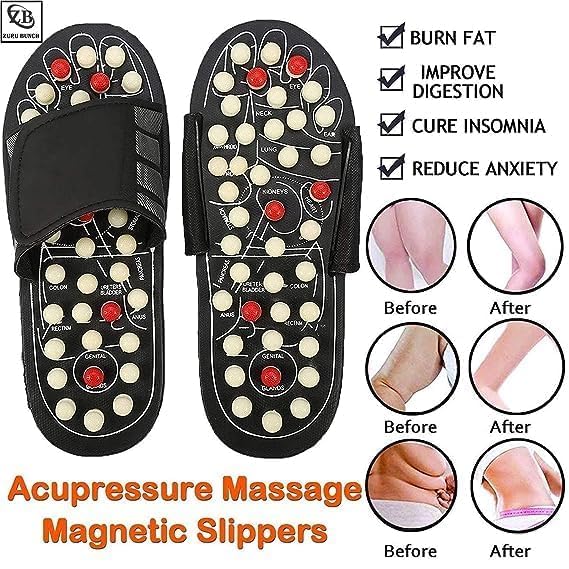 Giftock Spring Acupressure Magnetic Therapy Sandals |Yoga Paduka Acupressure Foot Relaxer| Foot Massager Slipper| Rotating Acupressure Foot Slippers for Men & Women (6 UK)