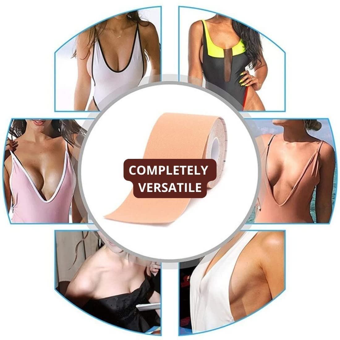 Giftock Boob Tape with 10 Nipple Pasties for Women Push Up & Lifting Breast Tape Breast Lift Bra Tape for Breast Lift Double Sided Tape (Boob Tape) Beige