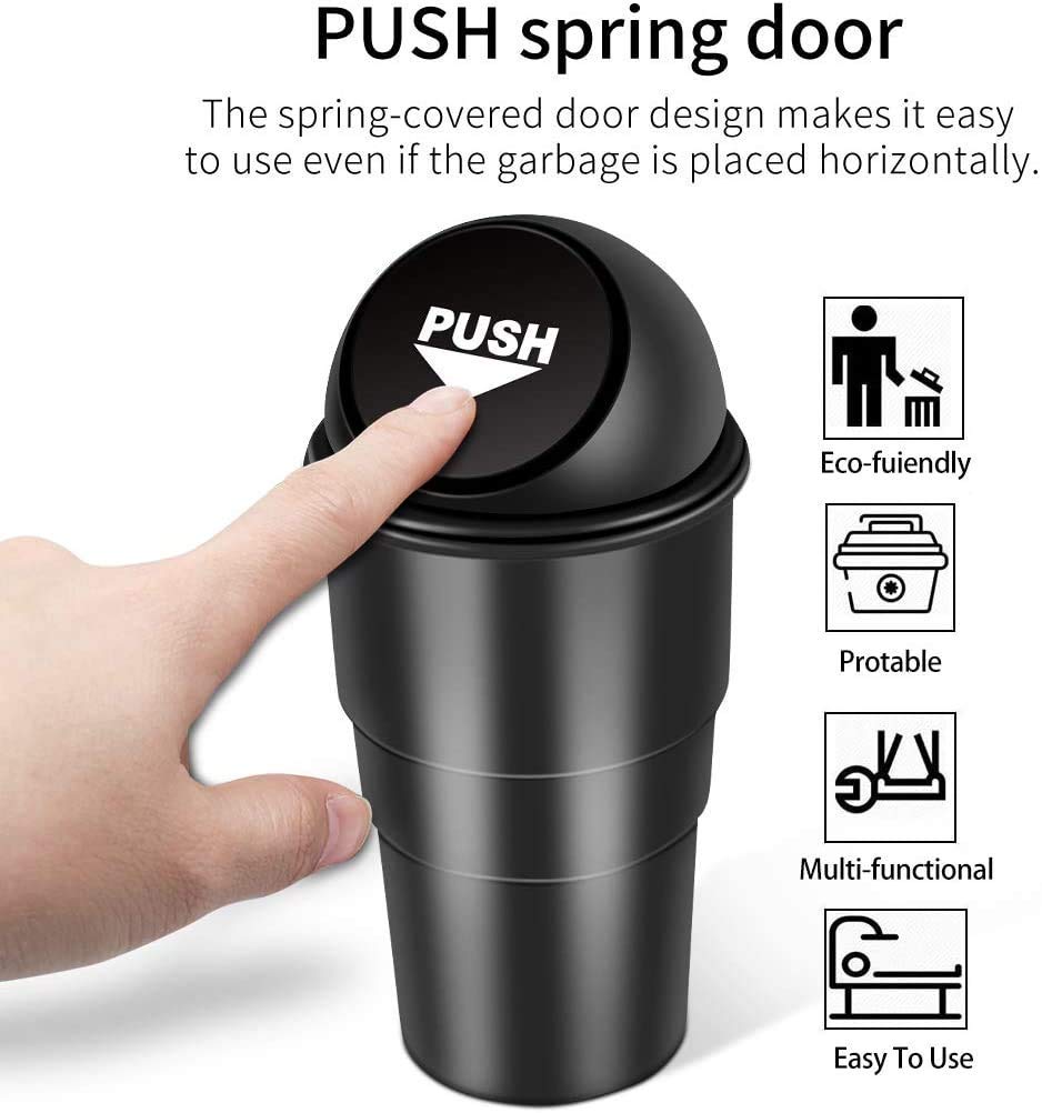 Giftock Mini Car Trash Bin Can Holder Dustbin - Black (L 17 x W 6.5 cms)(Plastic, Manual-Lift)