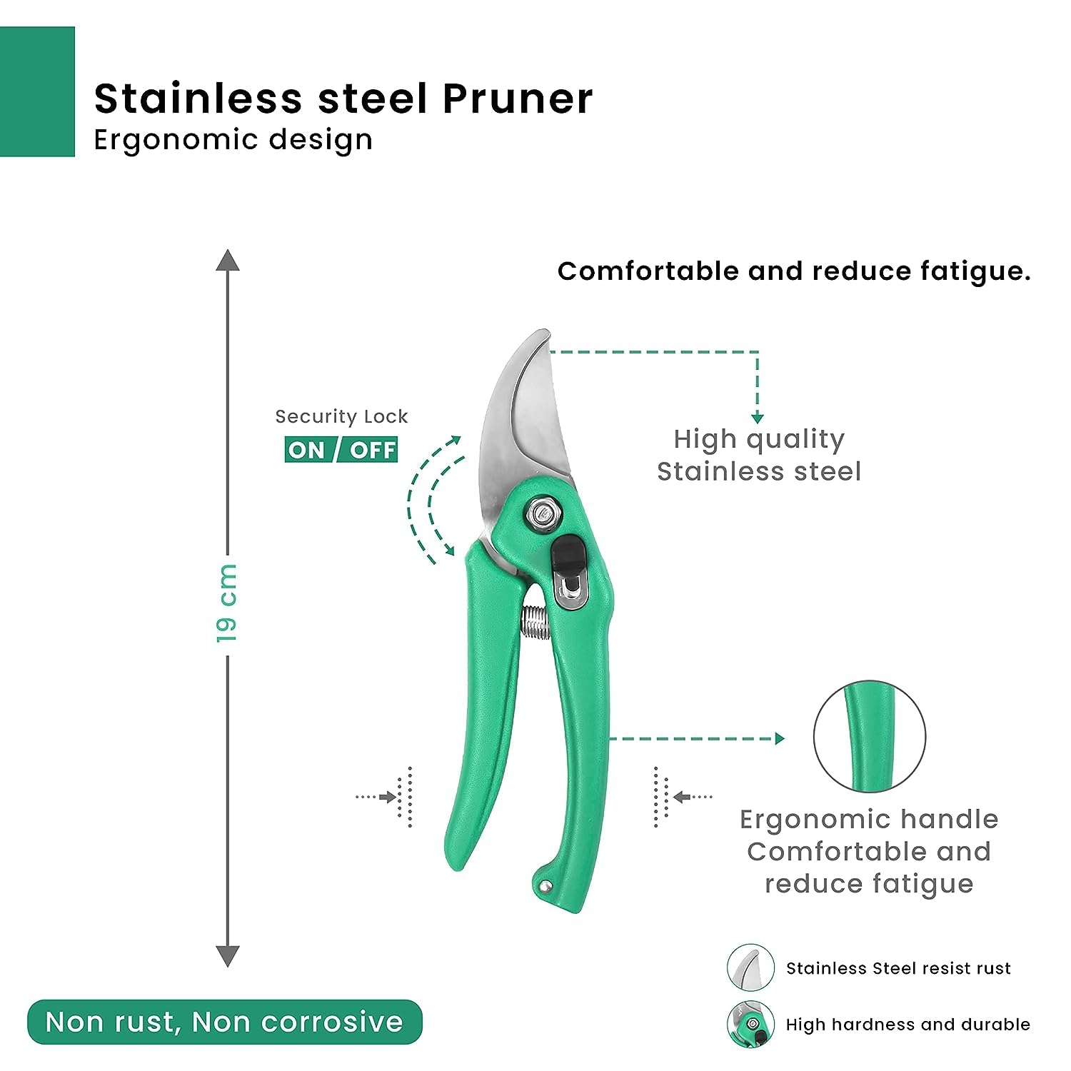Giftock Heavy Duty Plant Cutter For Home Garden | Grip-Handle Flower Sharp Cutter | 8 Inch Garden Bypass Pruning Shears | Pruners Scissor with Safety Lock | Garden Scissors For Home Gardening